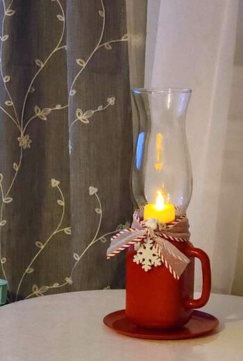 Easy DIY Mason Jar Farmhouse Dollar Store Christmas Lantern Craft for the table