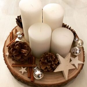 Easy rustic wood slice decorative tray Christmas Decor idea