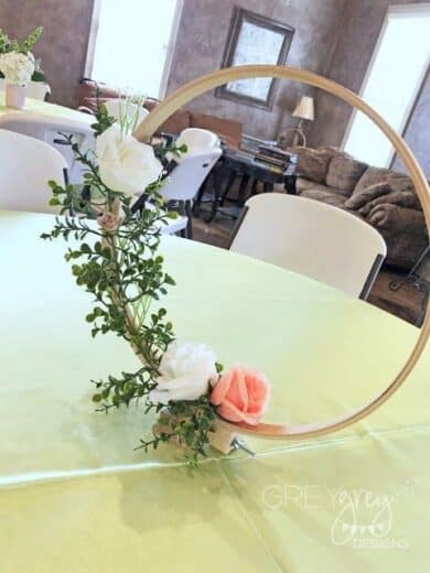 Boho Floral Hoop Graduation Party Centerpiece Idea