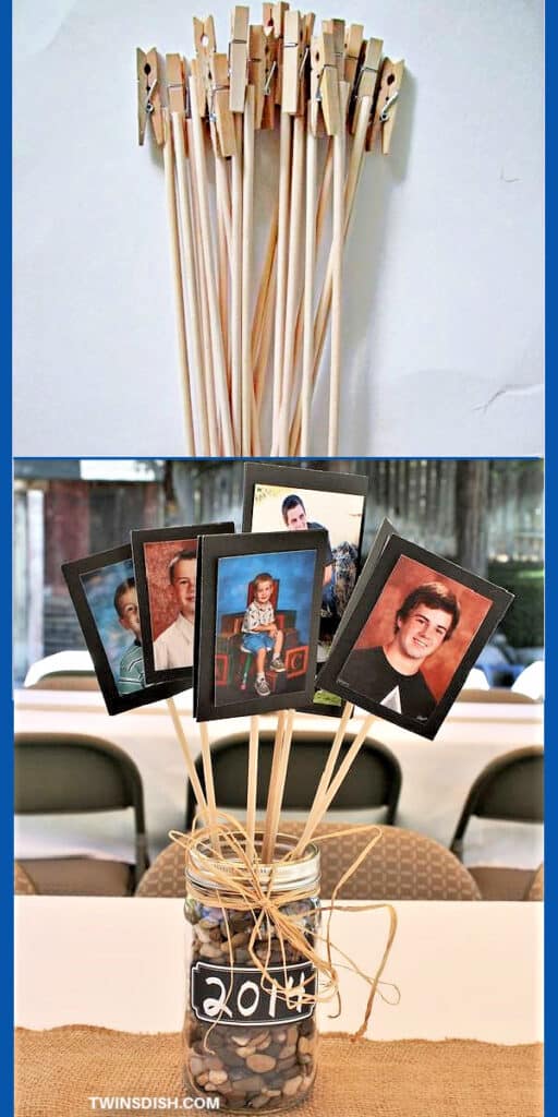 Easy DIY Graduation Party Photo Centerpieces for Boys