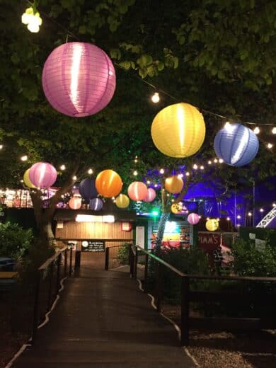 Colorful lighted Paper Lantern Backyard Graduation Party decor Idea