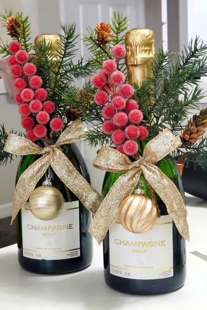 DIY Christmas Bottle Gift Idea Champagne