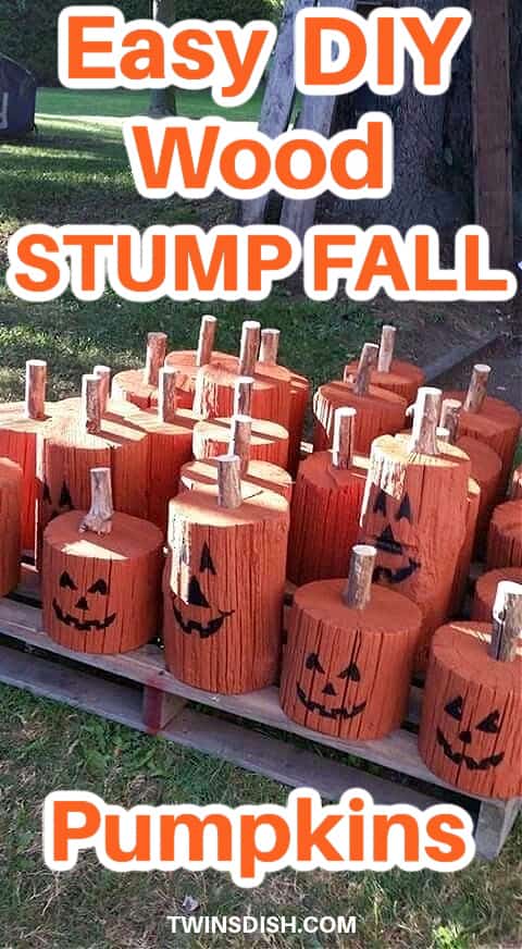 Easy DIY Fall Wood Stump Pumpkins Porch Decor to Make or Sell