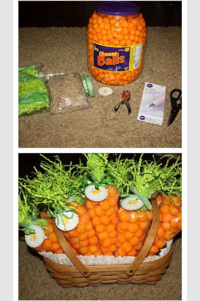 Easy cheese balls carrot bag Easter basket treat idea