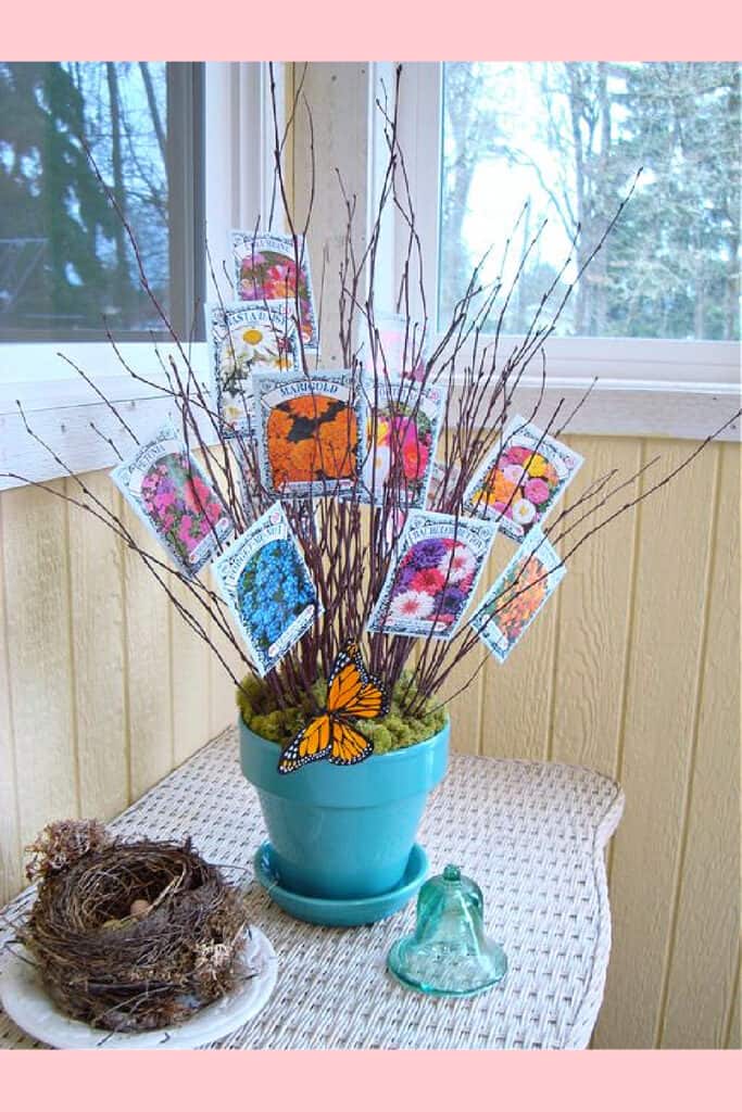 Easy DIY Flower Gift Basket Idea Dollar Store for Mother's Day