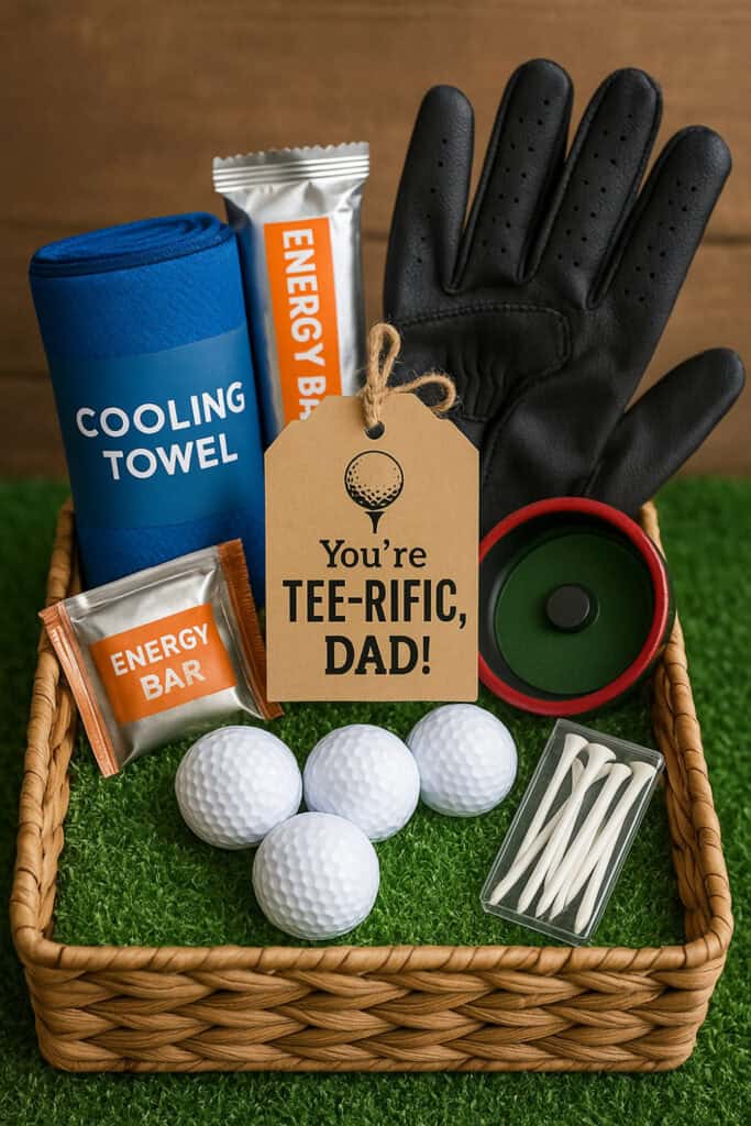 DIY Fathers Day golf gift basket idea for Fathers, Dad, and Grandpa Golfers