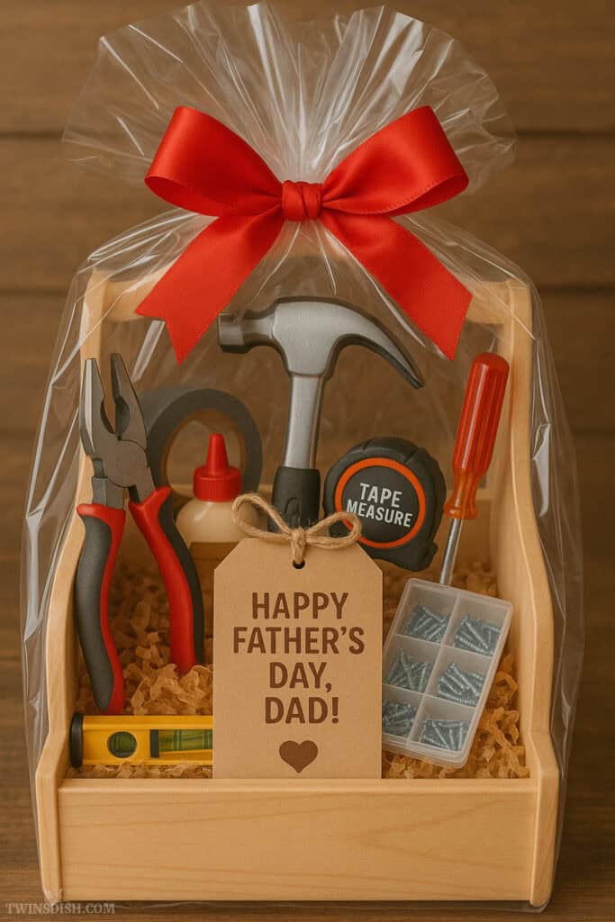 Fathers Day Tool box Gift Basket idea for the new Dad.