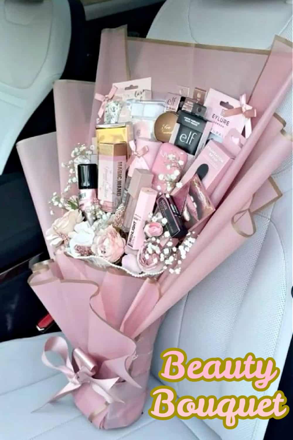 Gift Basket Ideas for Women, teens, and girls, Pink Make up beauty bouquet