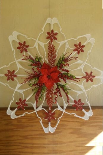 Easy DIY Coat Hanger Snowflake Poinsettia 