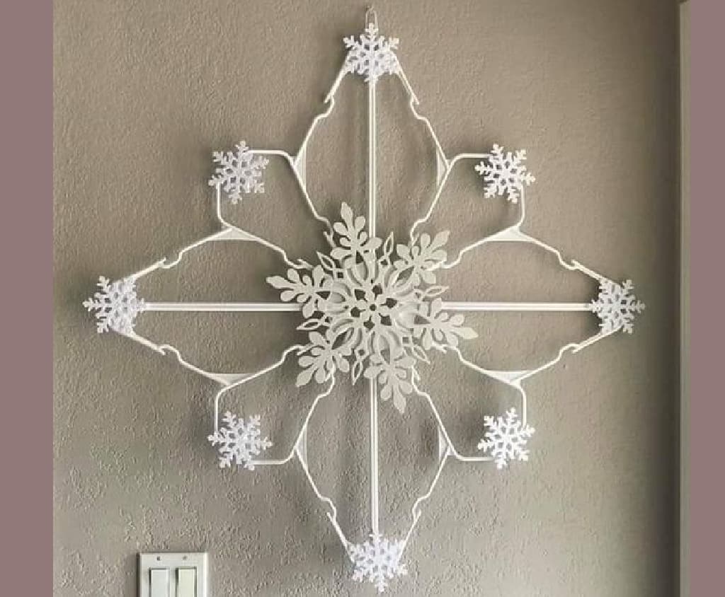 How to make clothes hanger snowflakes