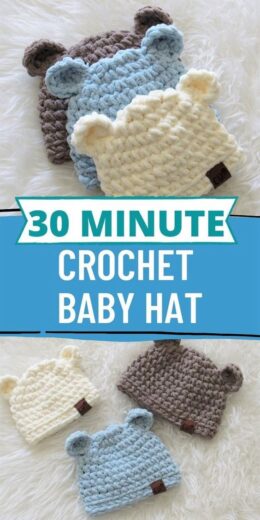 Quick and Easy Baby Hat Free Crochet Pattern and video tutorial