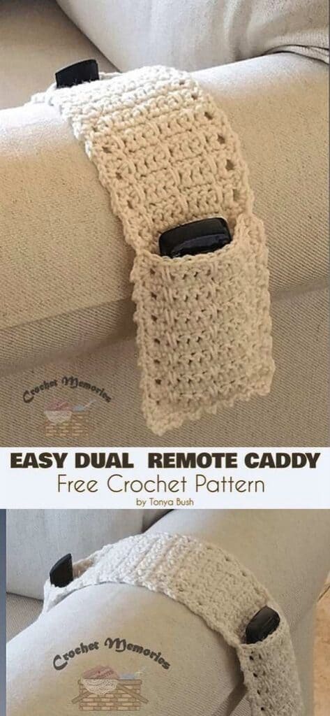 EASY CROCHET DUAL REMOTE CONTROL CADDY FREE CROCHET PATTERN AND TUTORIAL