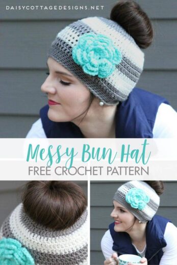 Messy Bun Hat Free Crochet Pattern Tutorial