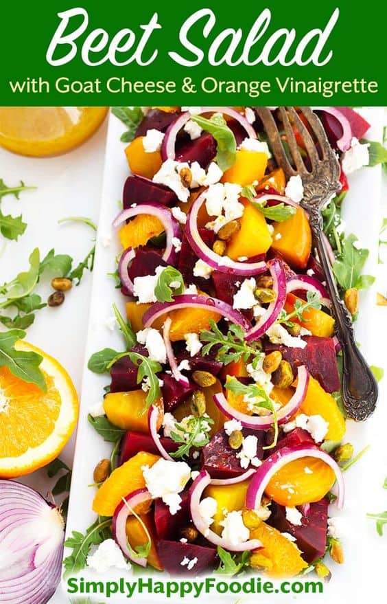 Easy Beet Salad with Goat Cheese and Orange Vinaigrette party Appetizer Salad for Dinner and Holidays