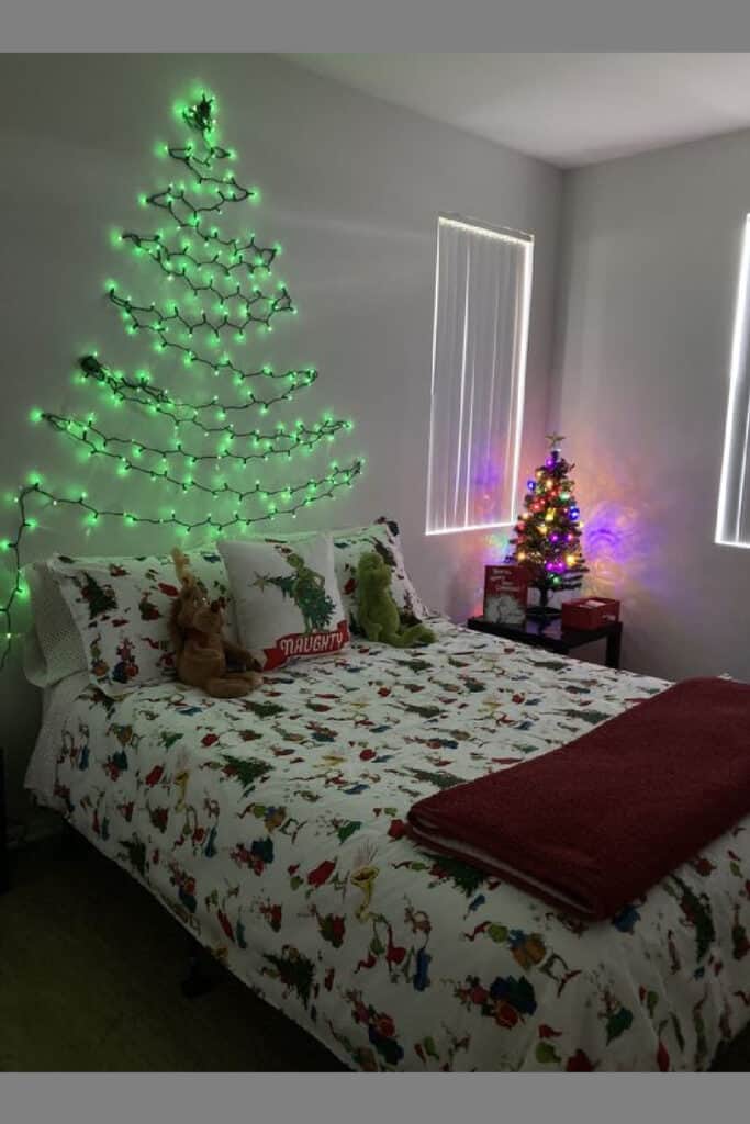 Christmas Decor Idea for Bedroom, wall Christmas Tree