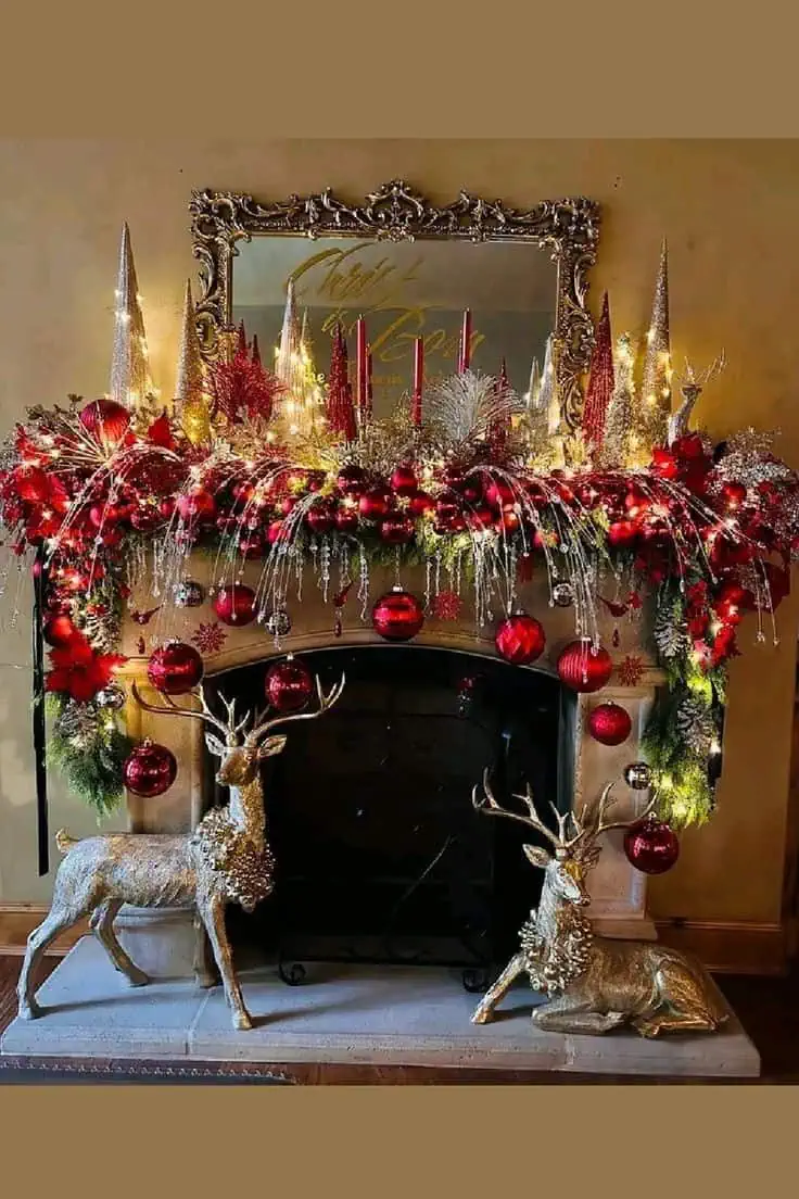 Christmas Decor Living Room Mantle Fireplace