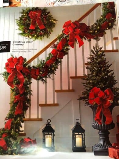 Gorgeous Red Garland Christmas decorations for staircases