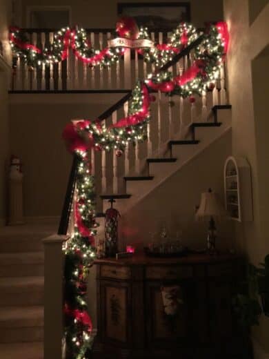 Beautiful garland Christmas decorations for staircases and banisters