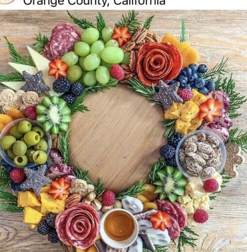 Easy DIY Wreath Christmas Charcuterie Appetizer for Party or Gathering