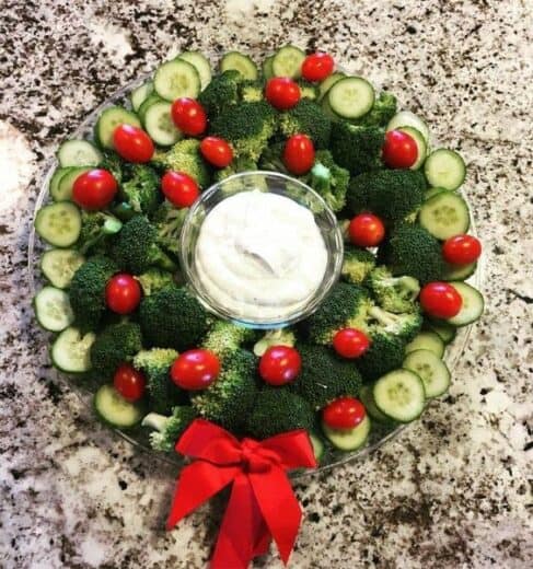 Christmas Wreath Crudite Platter for Holiday Party or appetizer