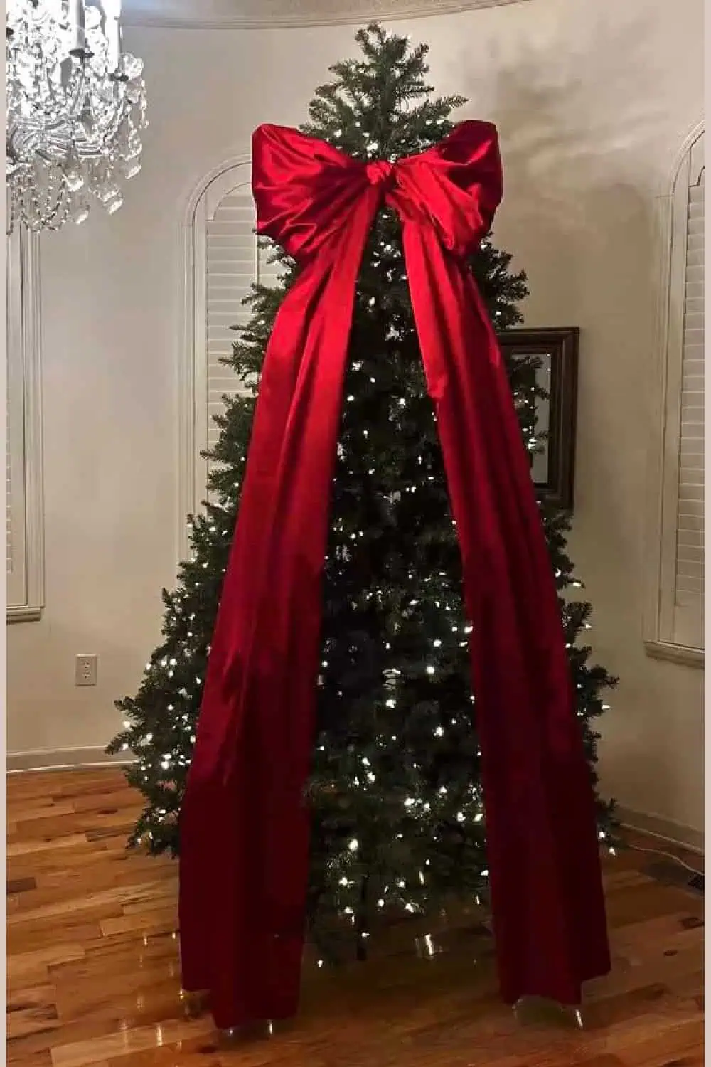 Christmas tree with long red bow