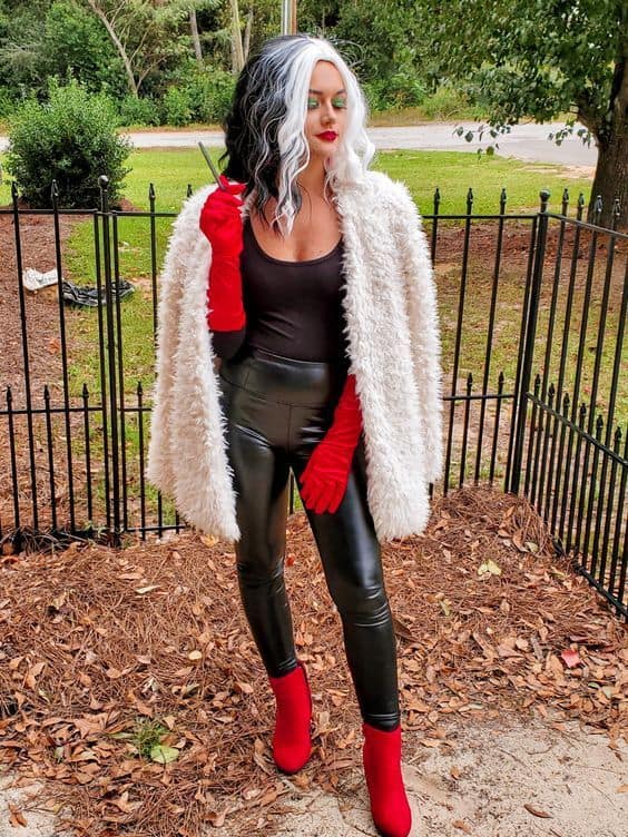 DIY Cruella Halloween Costume idea for women, teens, and College students