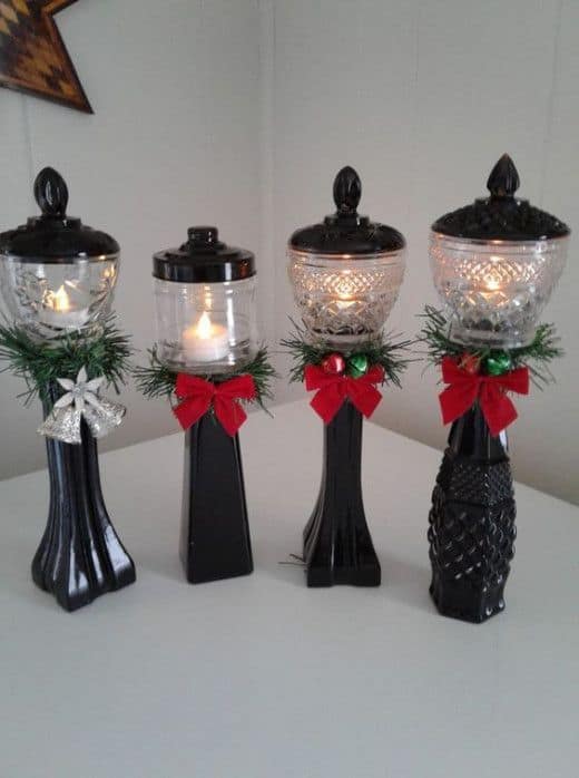 Dollar Tree Diy votive lamp post Christmas decor craft