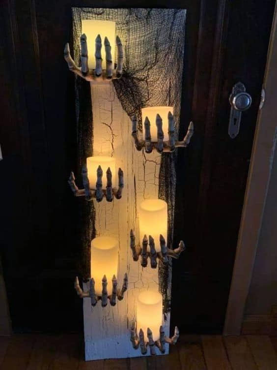 Easy DIY Dollar Store Skeleton Wall Sconces Halloween Porch Decor for the Home