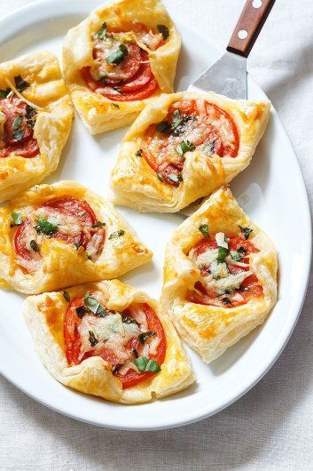 Easy Tomato Basil Pastry Puff Appetizer for Party or Holiday