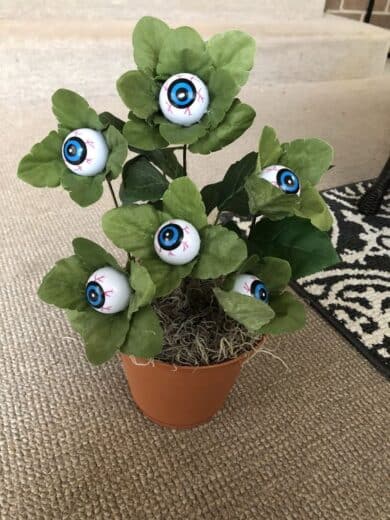 Easy DIY Dollar Store Creepy eyeball Plant Halloween Decor