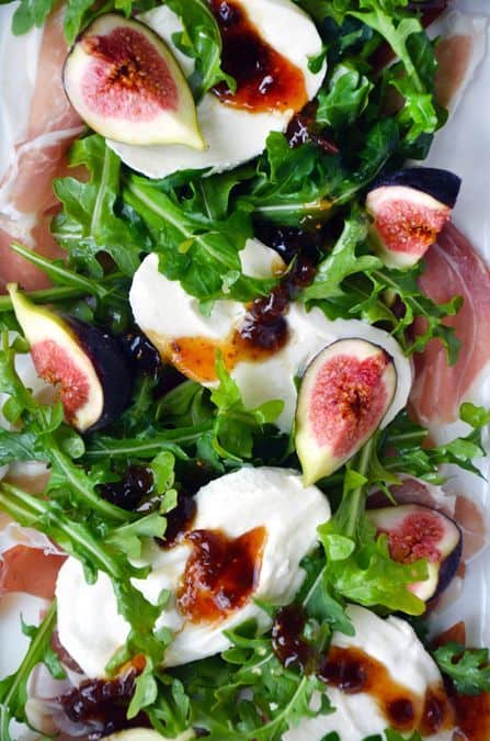 Easy Fig Proscuitto and Barrata Salad Appetizer for Christmas Winter or Holiday Party or gathering