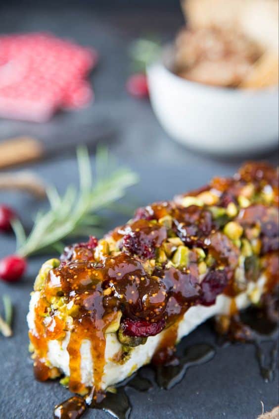 Easy Goat Cheese Appetizer with Honey Figs and 