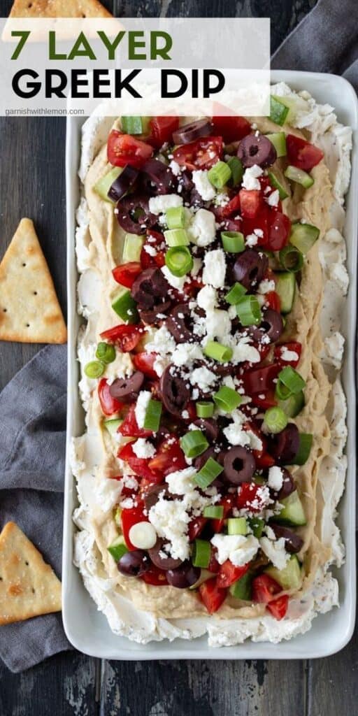 Easy and quick 7 layer Greek Dip Appetizer Recipe for party and holidays