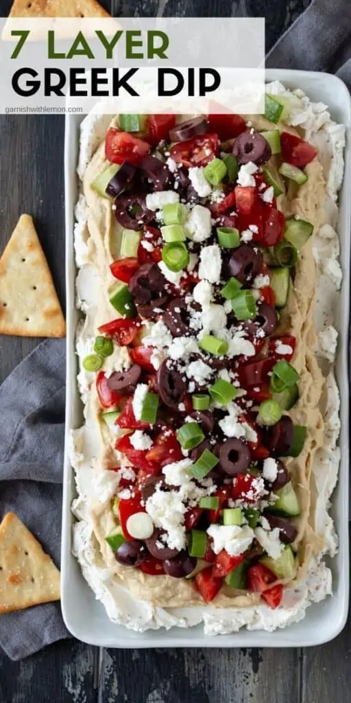 Easy and quick 7 layer Greek Dip Appetizer Recipe for party and holidays