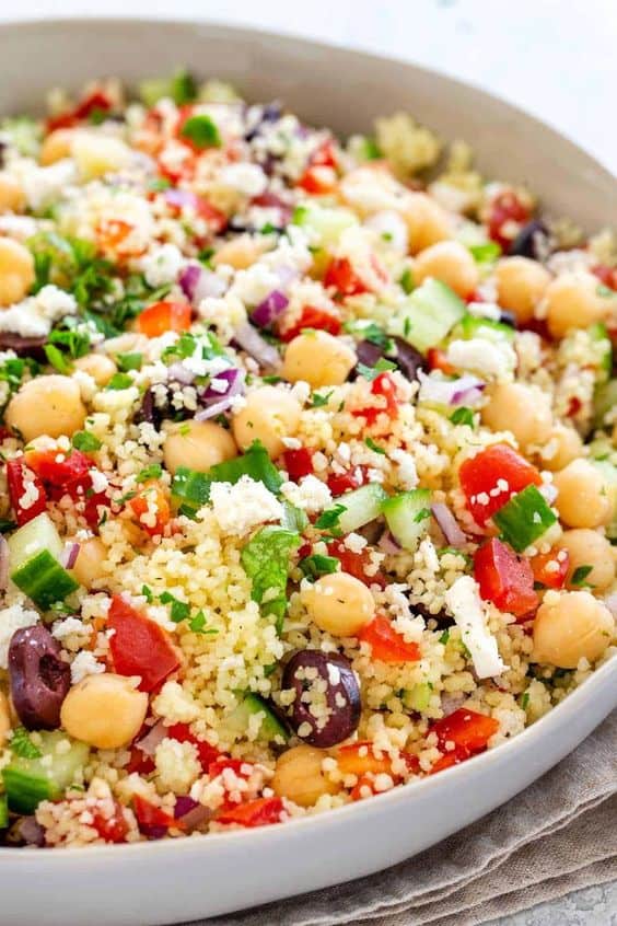 Mediterranean Couscous Salad for Party and Holiday Dinner or Gatherings