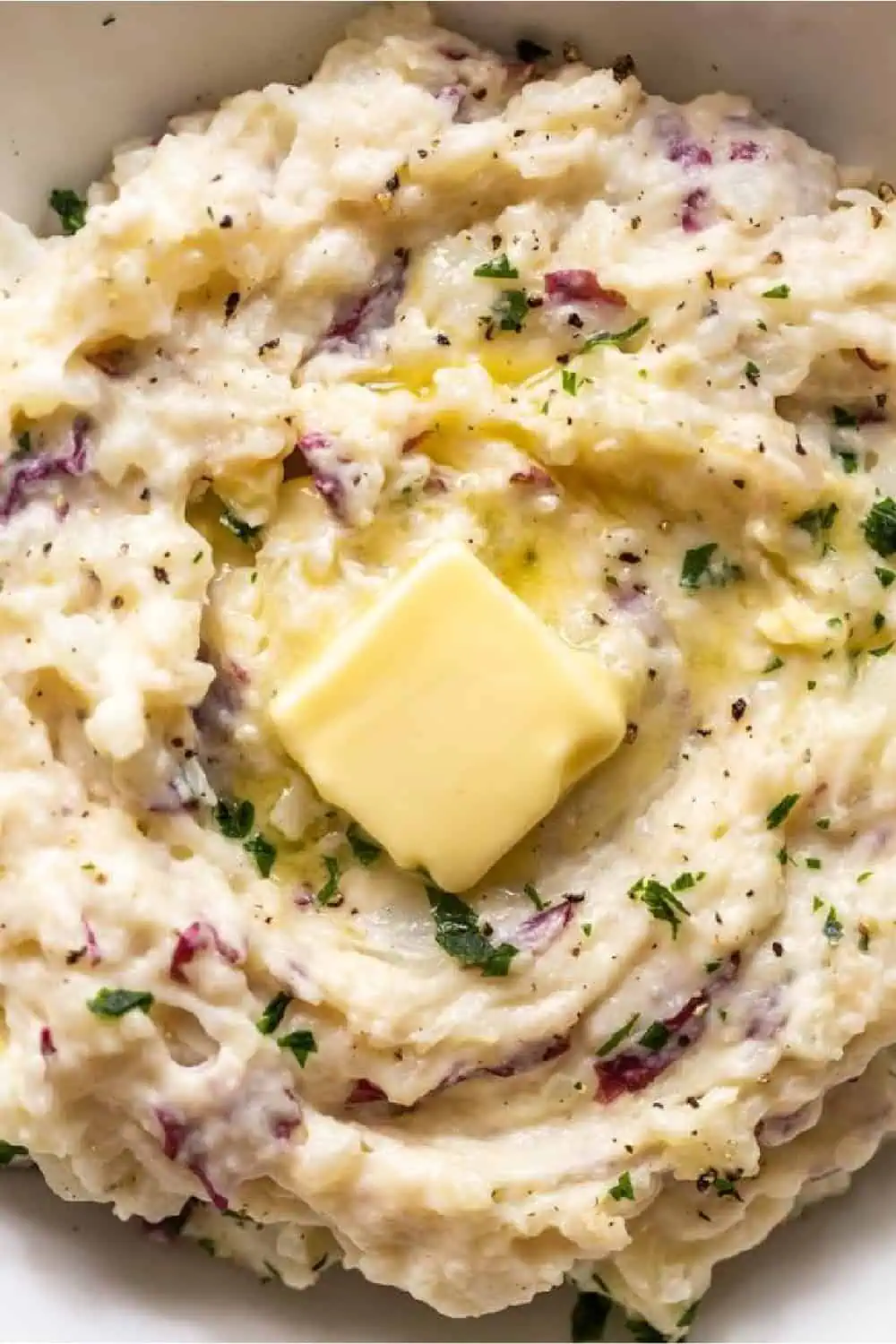 Creamy roasted garlic mashed potatoes with butter side dish
