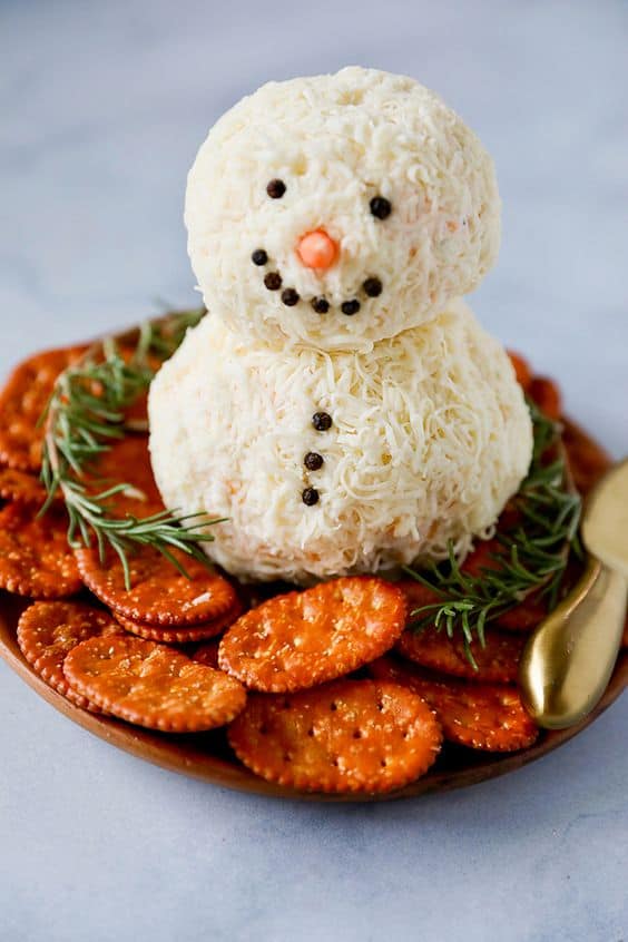 Easy Snowman Christmas Cheese Ball Appetizer