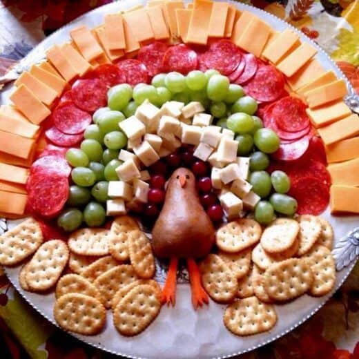 Easy Beautiful Thanksgiving Turkey Appetizer Charcuterie Snack Board