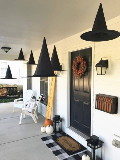 Easy DIY Dollar Store Witches hat Halloween Decor for the Porch or Home