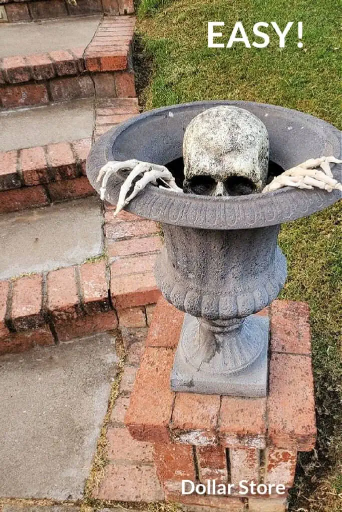 Easy DIY Halloween Decorations Skeleton in Planter Pots