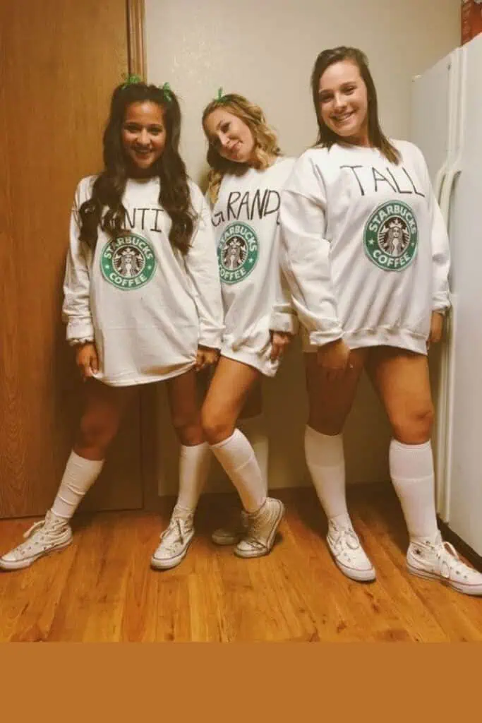 Easy Venti, Grande, and tall Starbucks Halloween costume for a trio