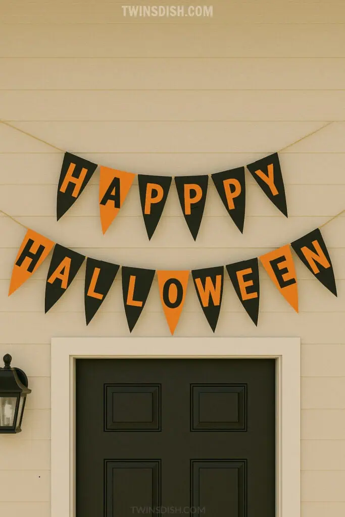 EASY DIY VINTAGE HAPPY HALLOWEEN BANNER FOR THE FRONT DOOR DOOR OR MANTLE DOLLAR STORE