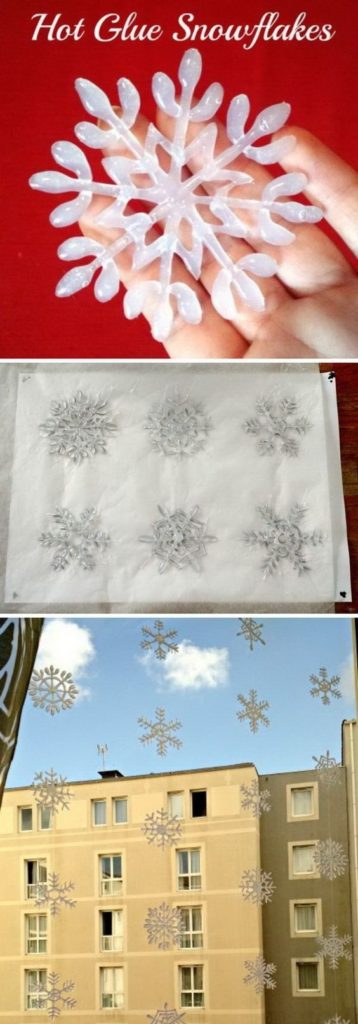 Hot Glue DIY Christmas Snowflake Window Cling Decor Craft