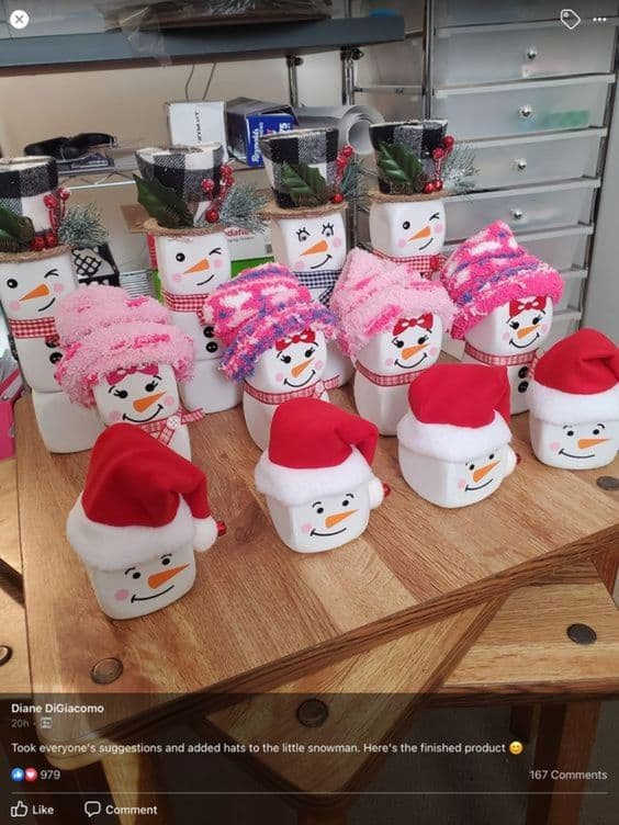 Dollar Tree foam dice diy snow man Christmas decoration craft