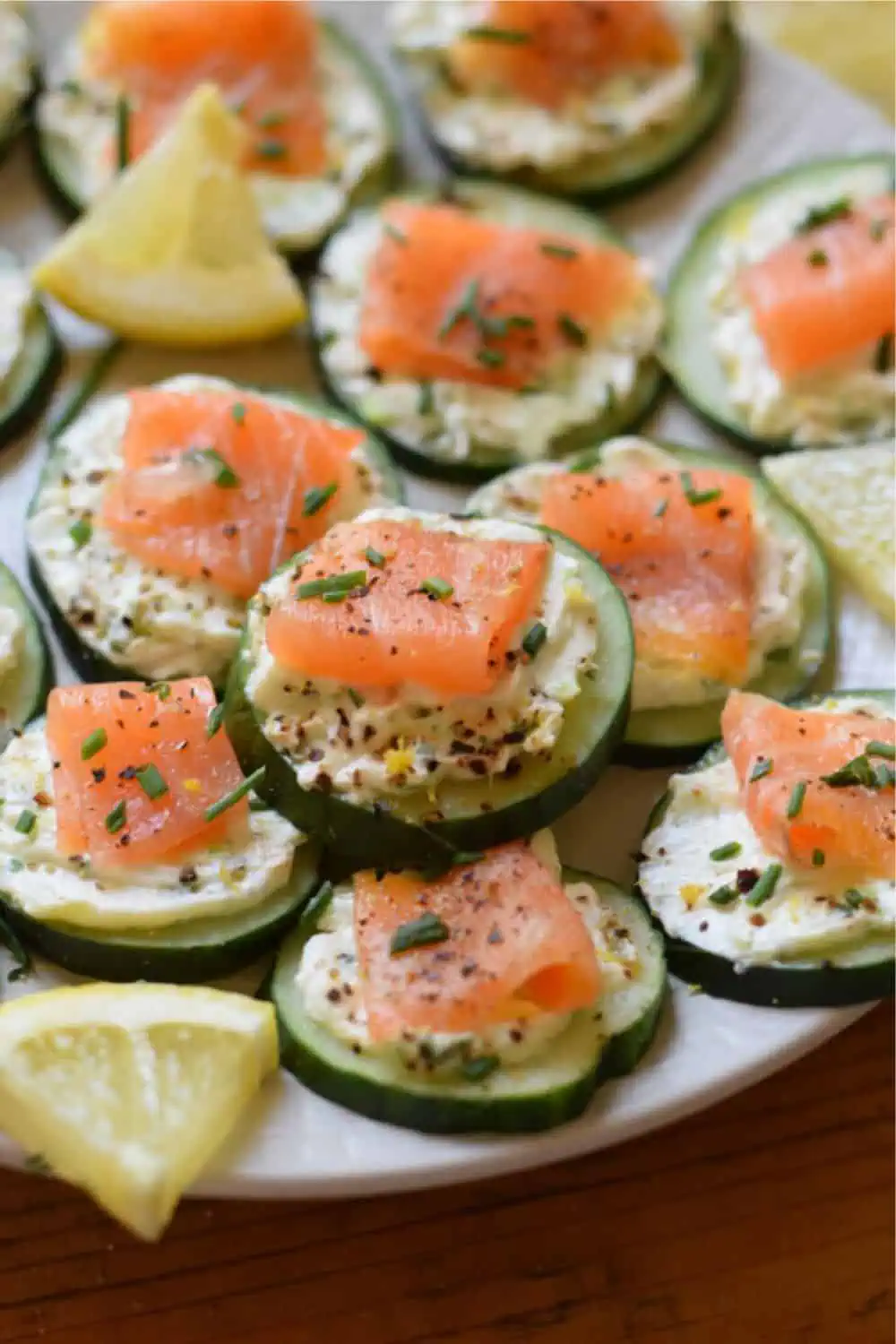 Healthy cucumber salmon bites holiday appetizer for a party