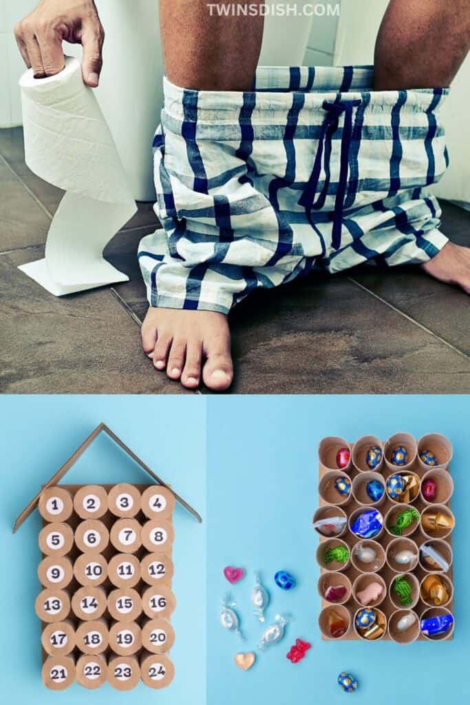 DIY Toilet Paper roll Christmas Advent Calendar craft with candy for kids.