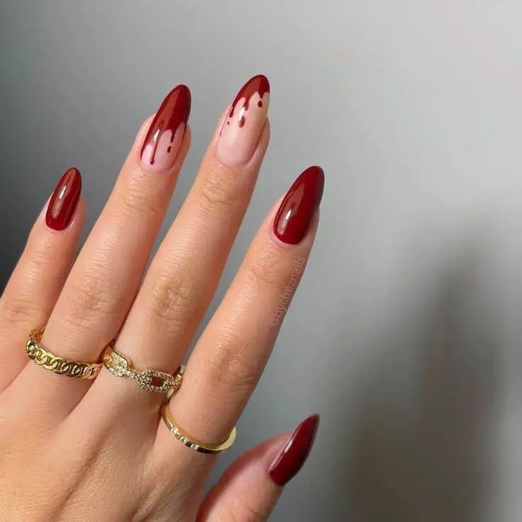 Blood dripping Halloween nails