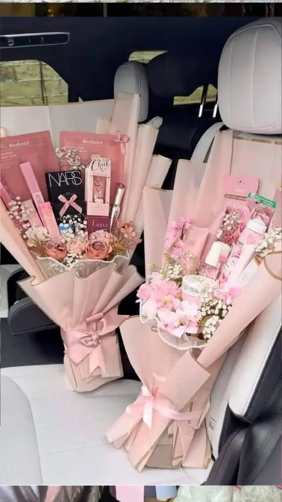 Easy DIY Graduation Party Gift Ideas Make Up Bouquet for High School or College Best Friend Girls