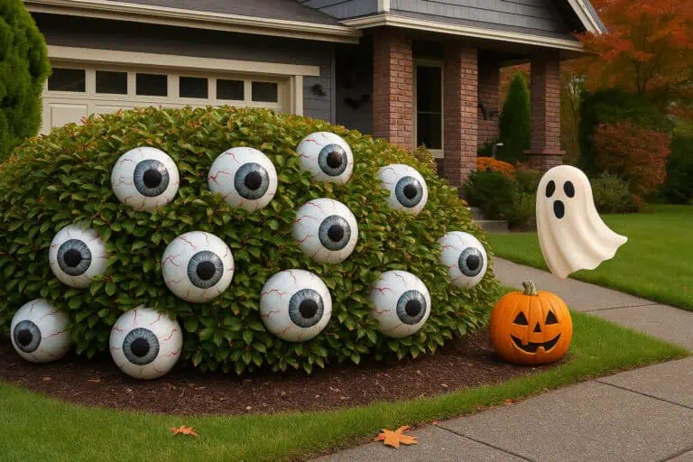 "Eye-catching DIY Halloween decorations for the front porch and backyard—create a spooky, stylish outdoor setup with pumpkins, lanterns, ghostly accents, and fall-themed decor. Perfect for festive autumn vibes and inspiration! #DIYHalloween #FallDecor #OutdoorDecor"