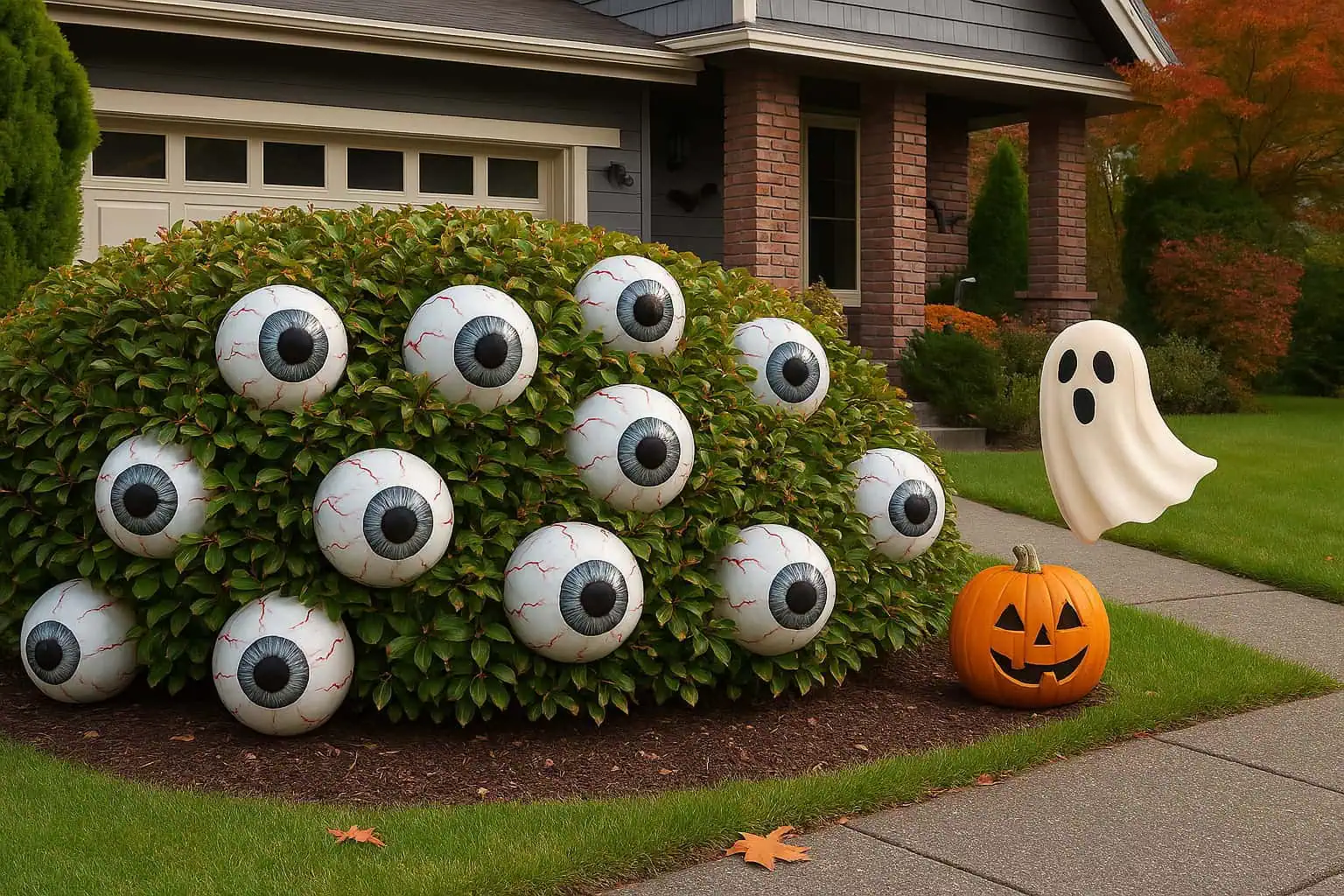"Eye-catching DIY Halloween decorations for the front porch and backyard—create a spooky, stylish outdoor setup with pumpkins, lanterns, ghostly accents, and fall-themed decor. Perfect for festive autumn vibes and inspiration! #DIYHalloween #FallDecor #OutdoorDecor"